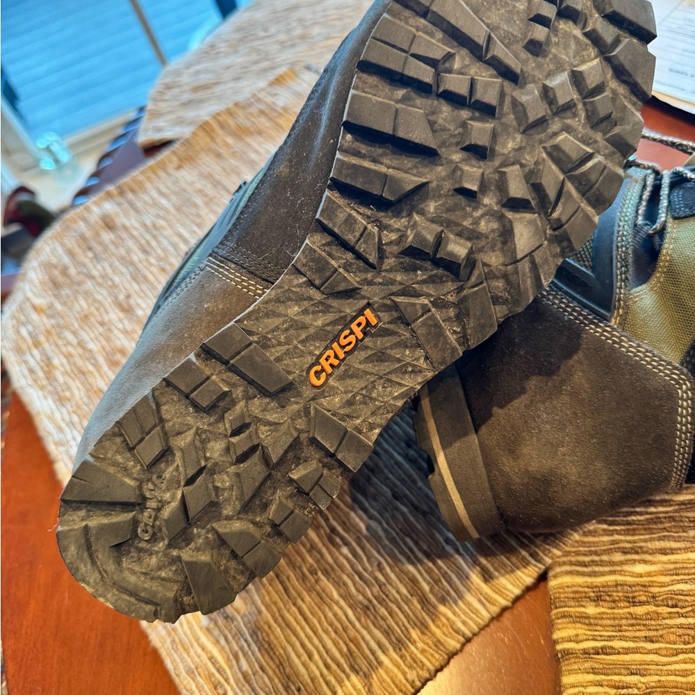 Black and Green Rugged Outdoor Boots with Aggressive Tread